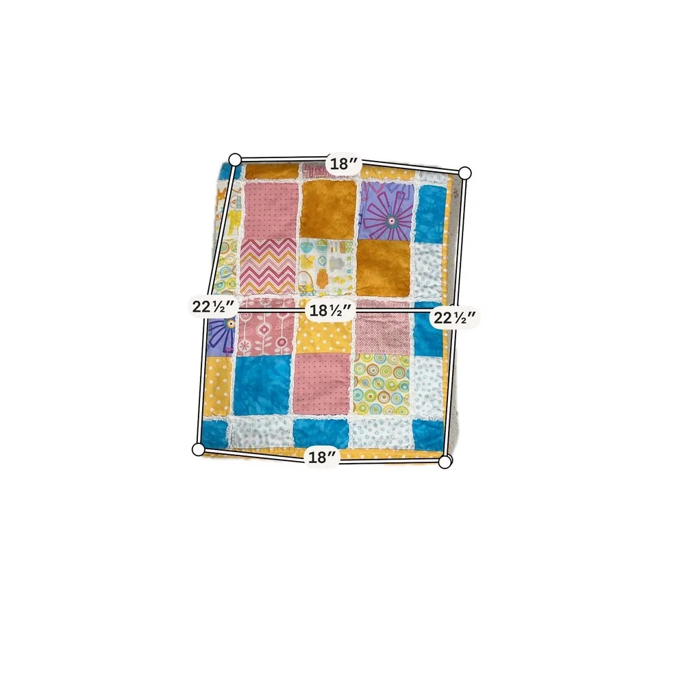 Handmade Reversible Colorful Rag Quilt Patchwork Lap Quilt 44x36